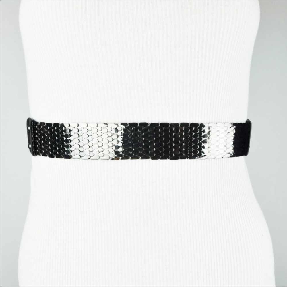 BCBGeneration WAIST BELT METALLIC FISH SCALE BLACK